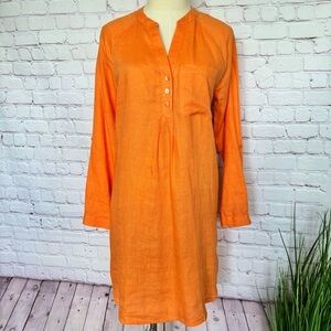 MARTHA STEWART COLLECTION Long Sleeve Orange Linen Shift Dress--NWT--S